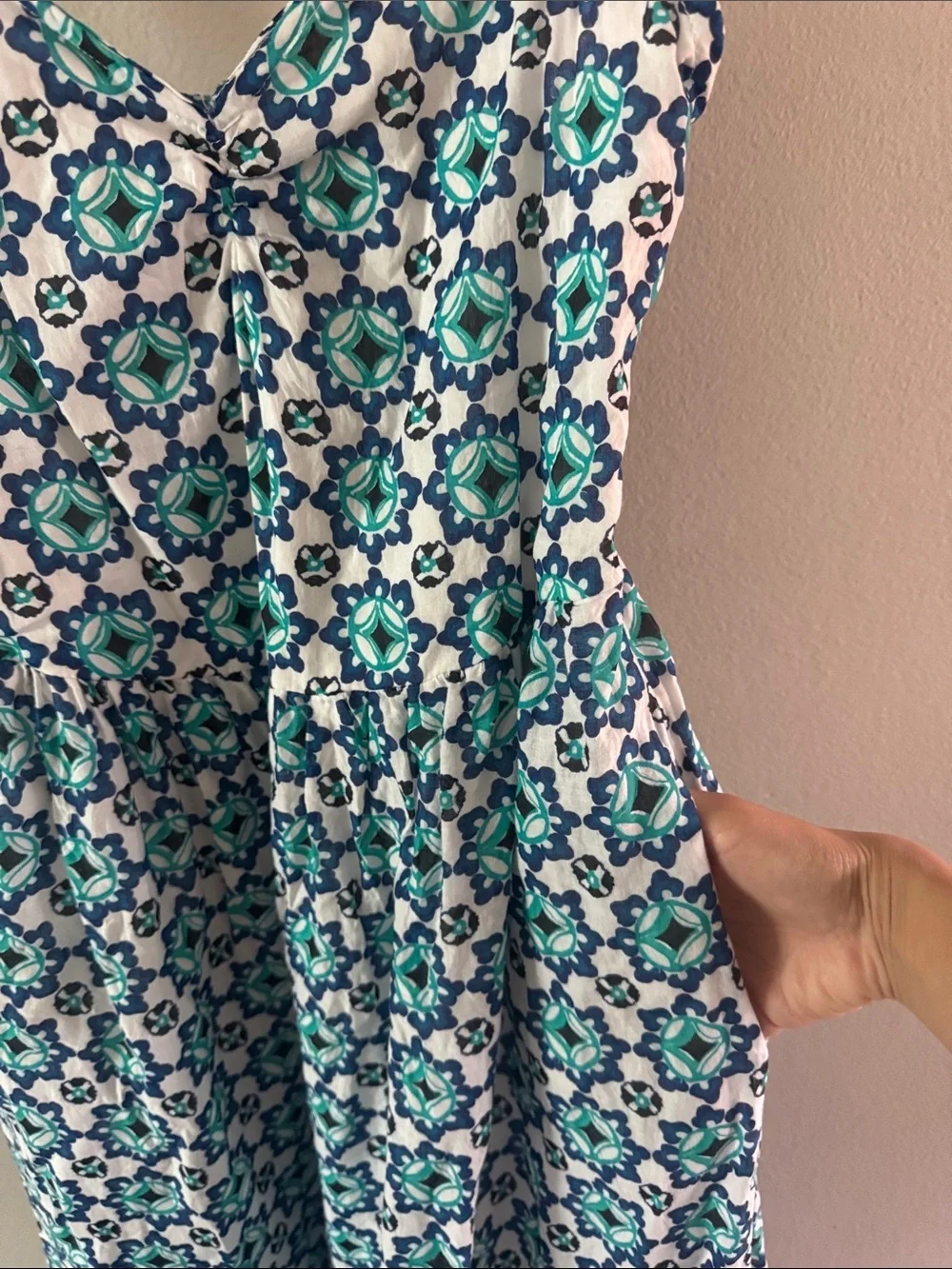 Lucky Brand Teal and White Floral Maxi Dress